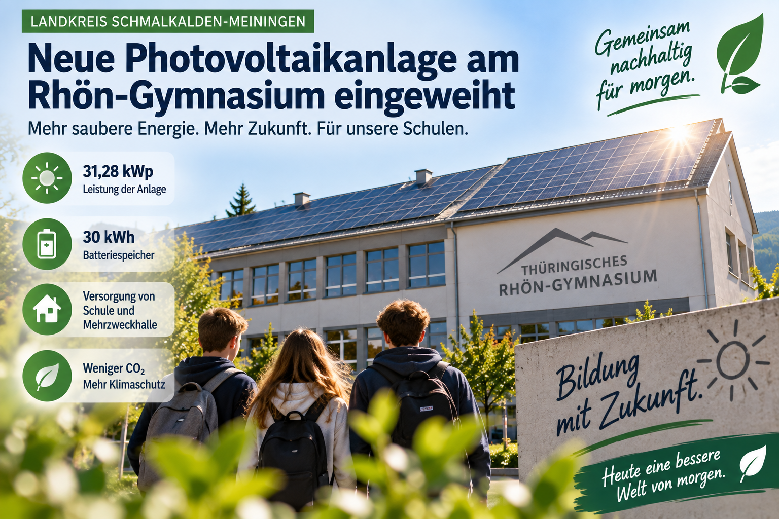 Beitragsbild: Neue Photovoltaikanlage am Rhön-Gymnasium offiziell in Betrieb genommen
