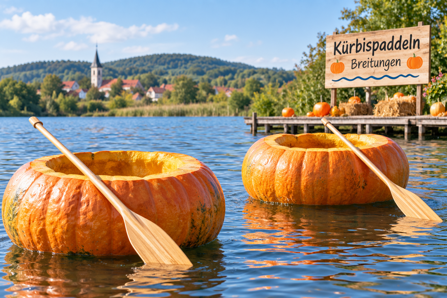 Beitragsbild: Kürbispaddeln in Breitungen: Riesenkürbisse werden zu schwimmenden Booten